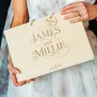 Personalised wooden wedding guestbook by cluckingbelle