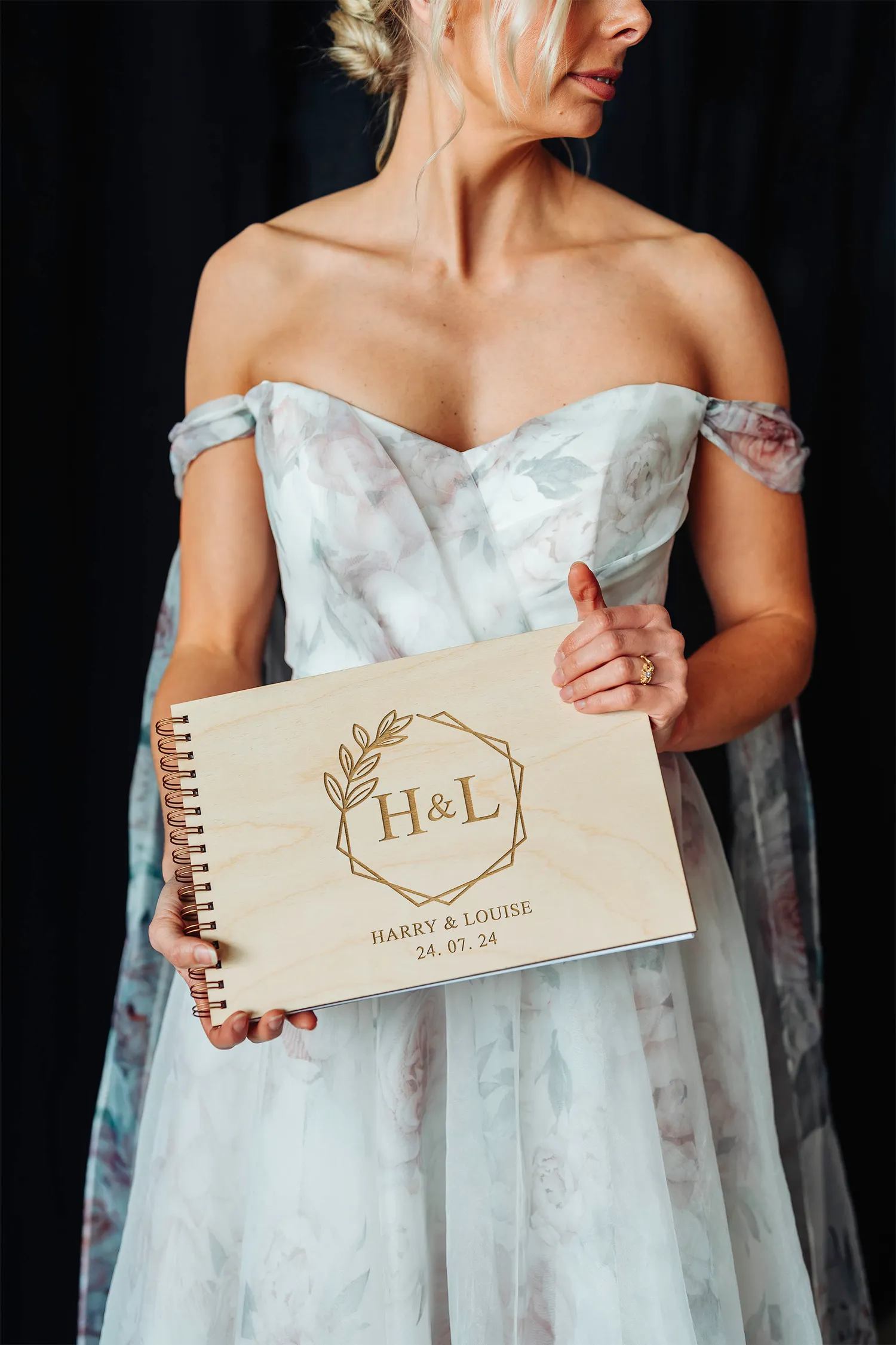 Monogram Spiral-Bound Wedding Guest Book | Initials Engraved Plywood Cover | UK - Image 6