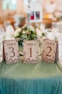 Personalised wooden wedding table signs for receptions