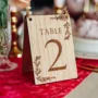 Floral Border Engraved Oak Wedding Table Numbers