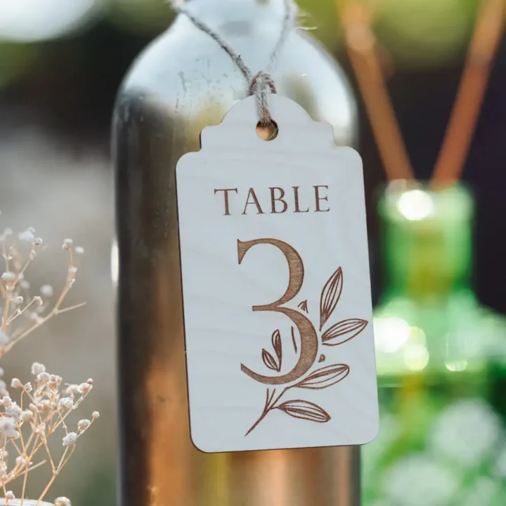 Flower Design Birch Table Numbers