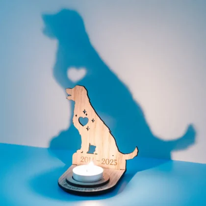 pet memorial tealight holder with personalised name engraving
