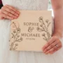 Woooden wildflower wedding guest book