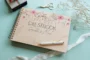Full-colour UV-printed wooden wedding guest book — four size and design variants