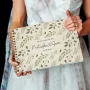 botanical wedding guest book open showing thick 160gsm white pages for guest messages