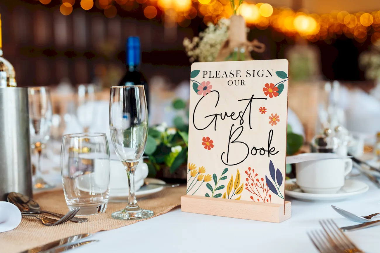 Colourful Floral Wedding Guest Book Sign | Please Sign Our Guest Book | Wildflower Reception Table Sign | Boho Bridal Decor - Image 2