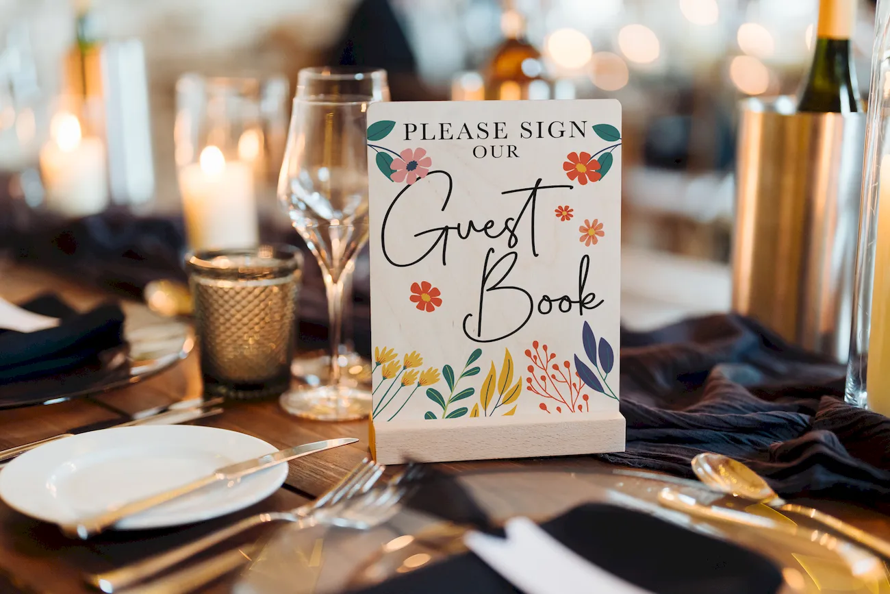 Colourful Floral Wedding Guest Book Sign | Please Sign Our Guest Book | Wildflower Reception Table Sign | Boho Bridal Decor - Image 5