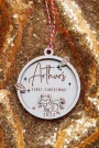 Personalised baby's first christmas fox bauble with custom name and year