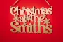 Close-up of the christmas family house sign engraving detail