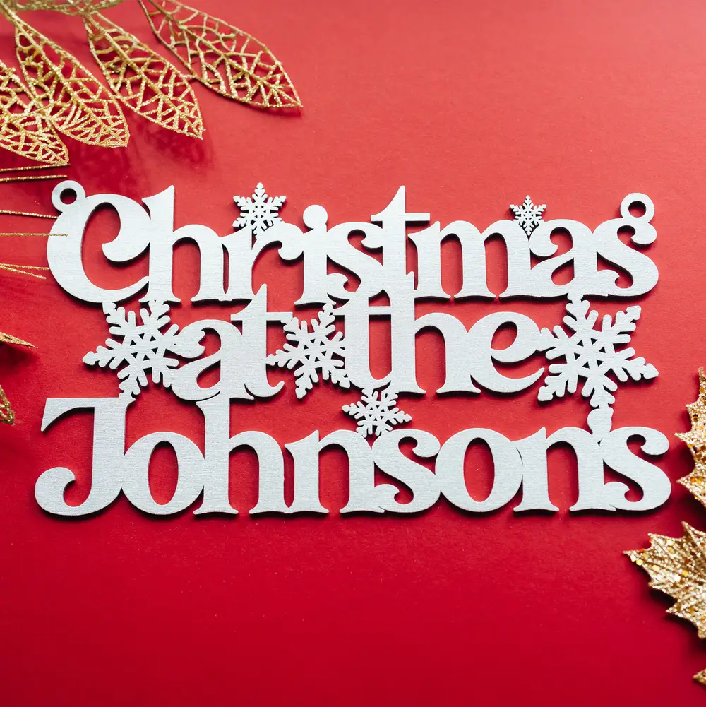 Christmas Family House Sign — personalised wooden Christmas sign