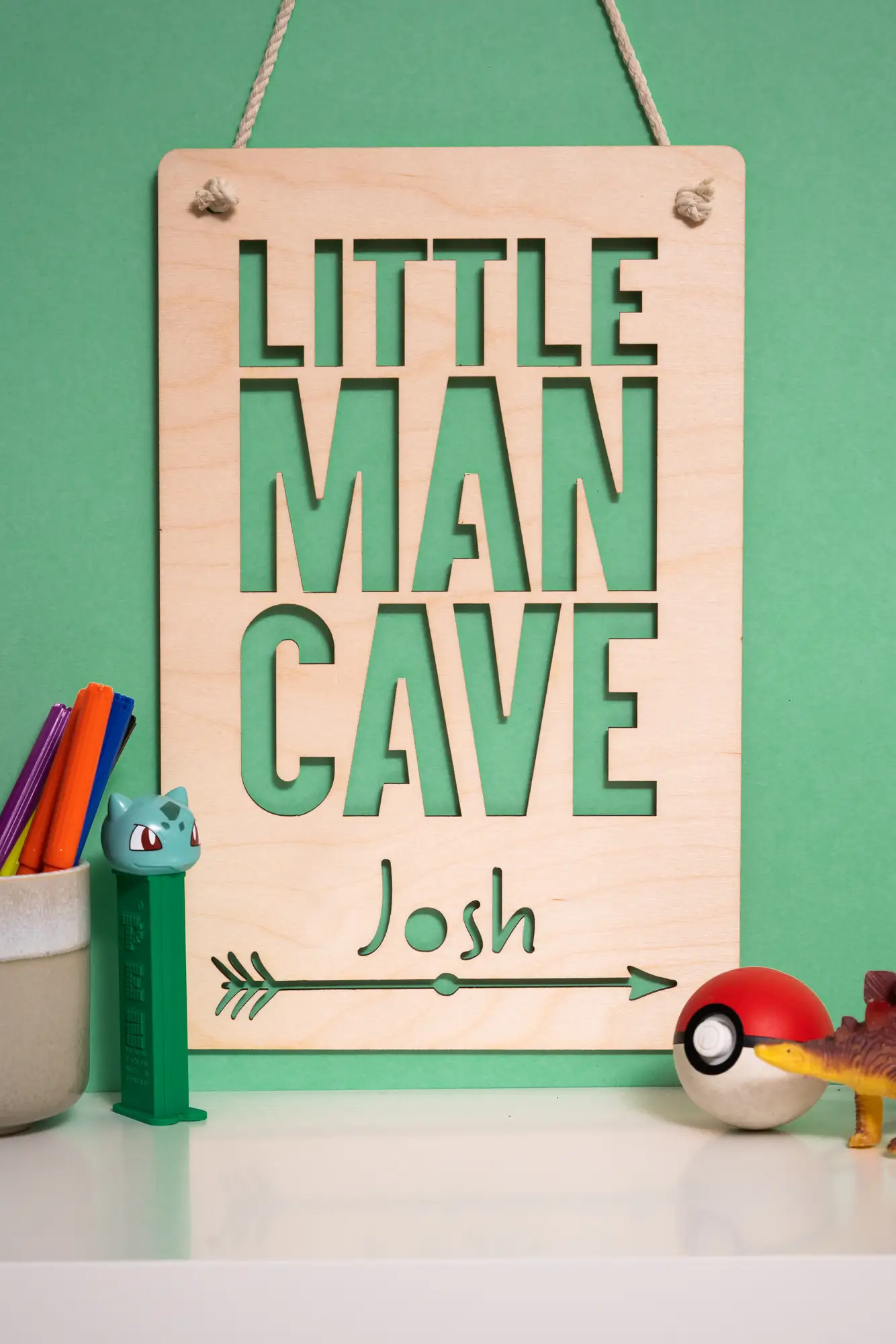 Little man cave themed wooden sign for kids décor