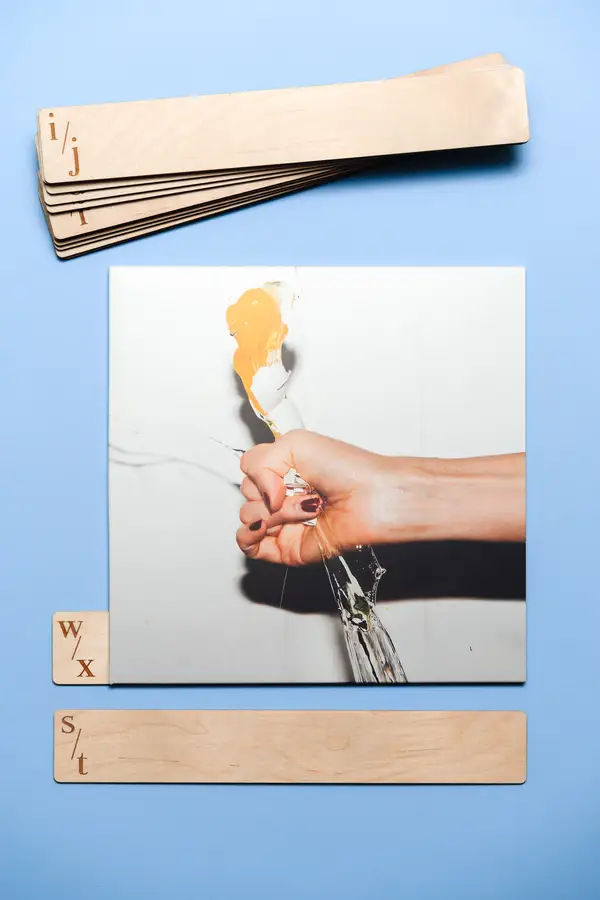 Double Sided Engraved Record Dividers organising a vinyl record collection on a shelf