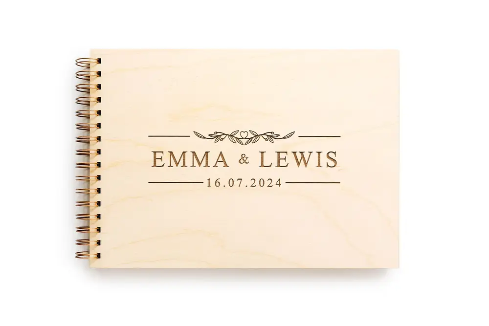 Clean & Modern Wedding Guest Book open showing the lined interior pages