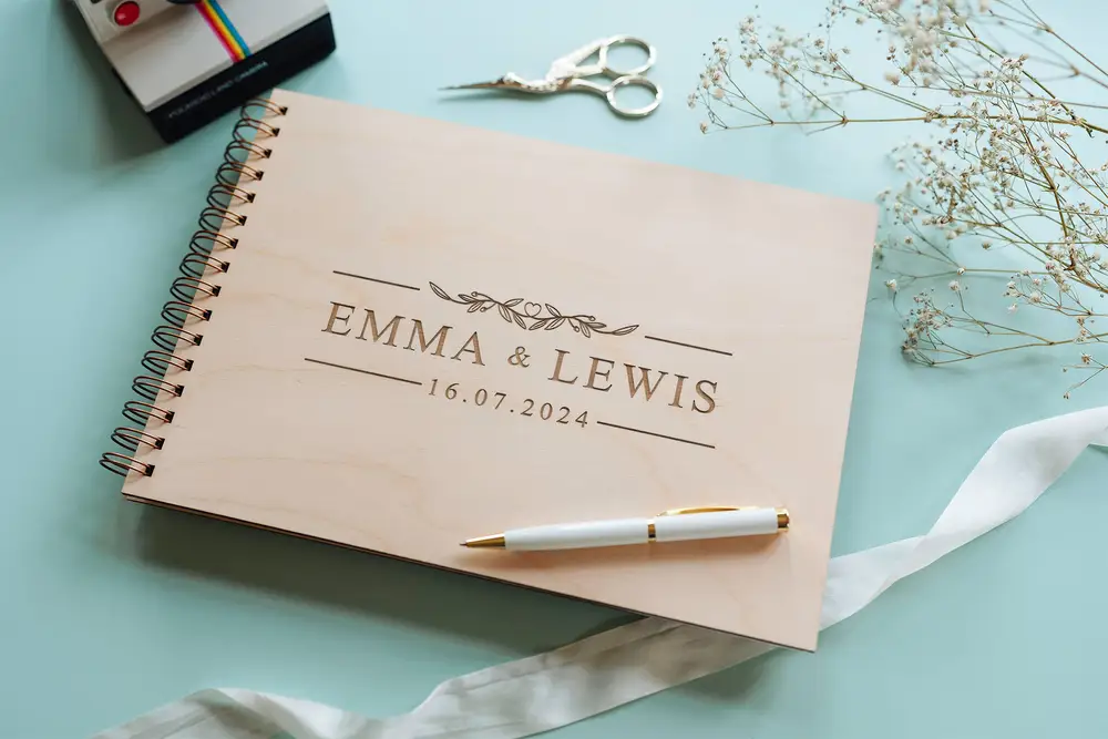 Clean & Modern Wedding Guest Book with copper spiral wire binding