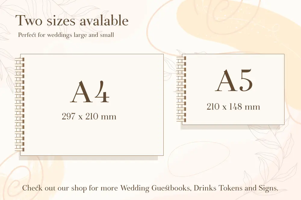 Personalised clean & modern wedding guest book with couple's names and date