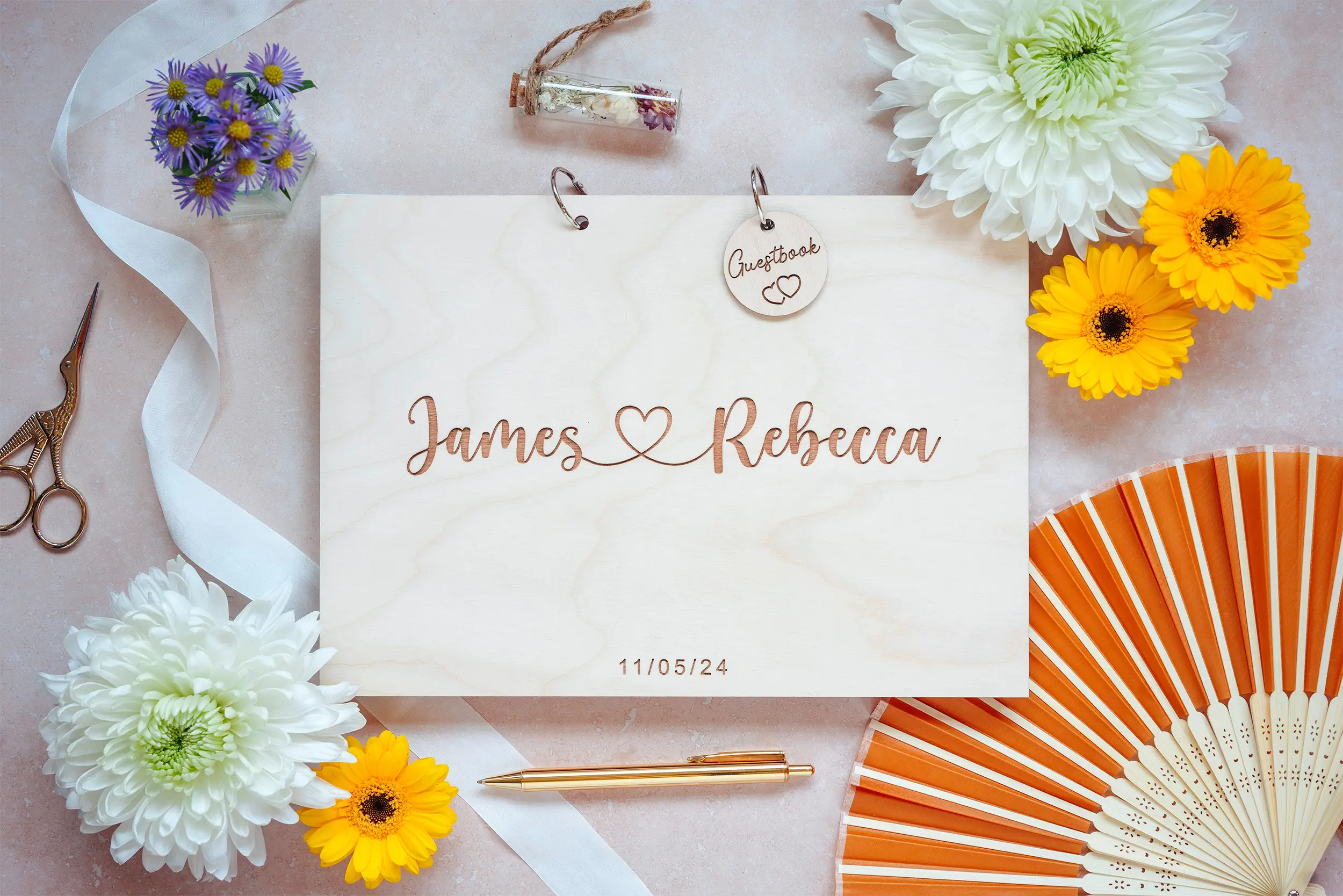 Alternative view of the love heart wedding guest book