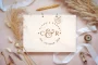 Laser-engraved wooden cover of the initials wedding guest book