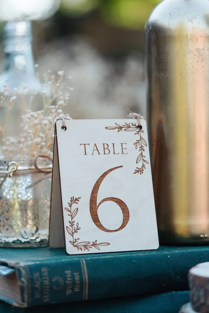 Wildflower Freestanding Table Numbers standing upright showing the design
