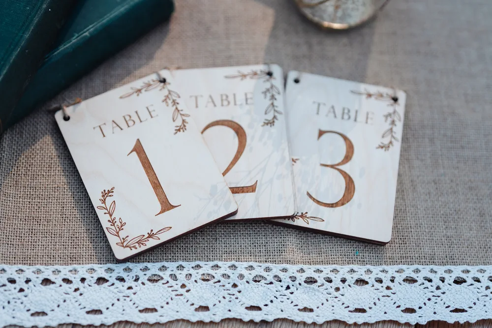 Personalised wildflower freestanding table numbers handmade in the UK