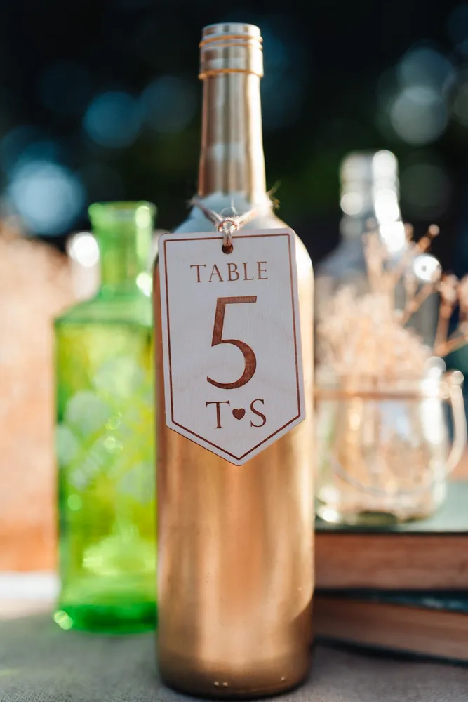 Personalised boho bottle table numbers handmade in the UK