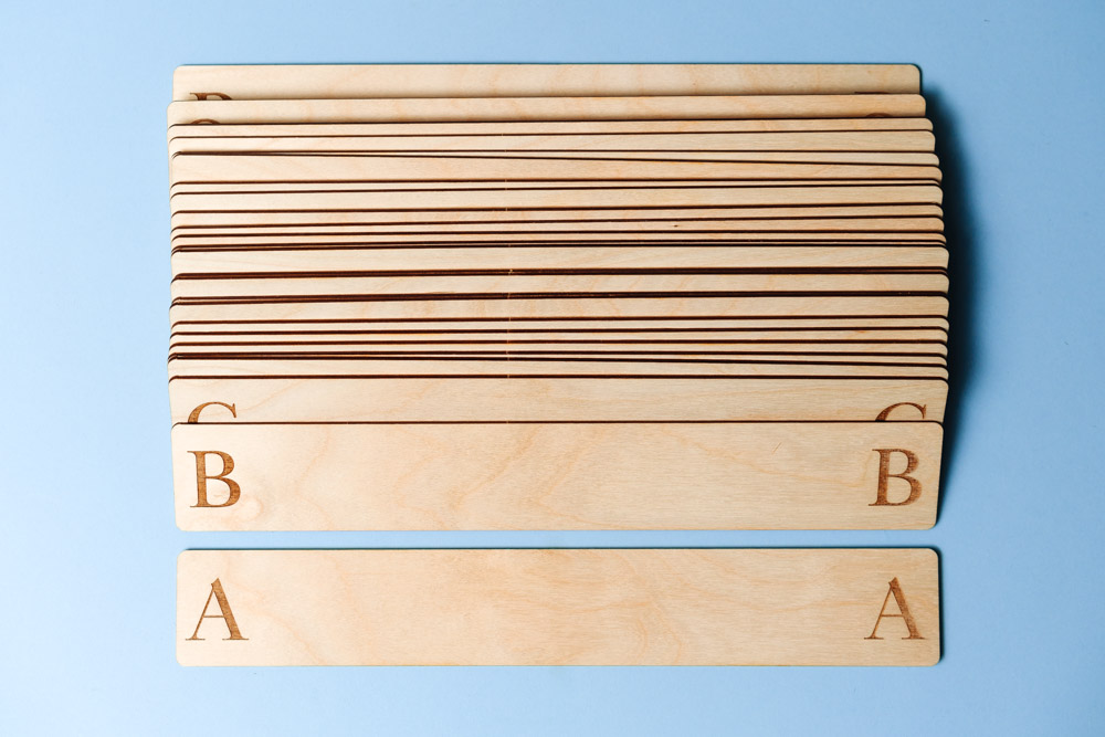 26-Piece A-Z Engraved Record Dividers made from birch plywood