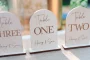 Personalised Wedding Table Numbers standing upright showing the design