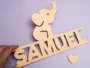 Personalised baby elephant nursery sign with custom name