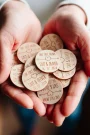 Close-up detail of boho love heart drink tokens