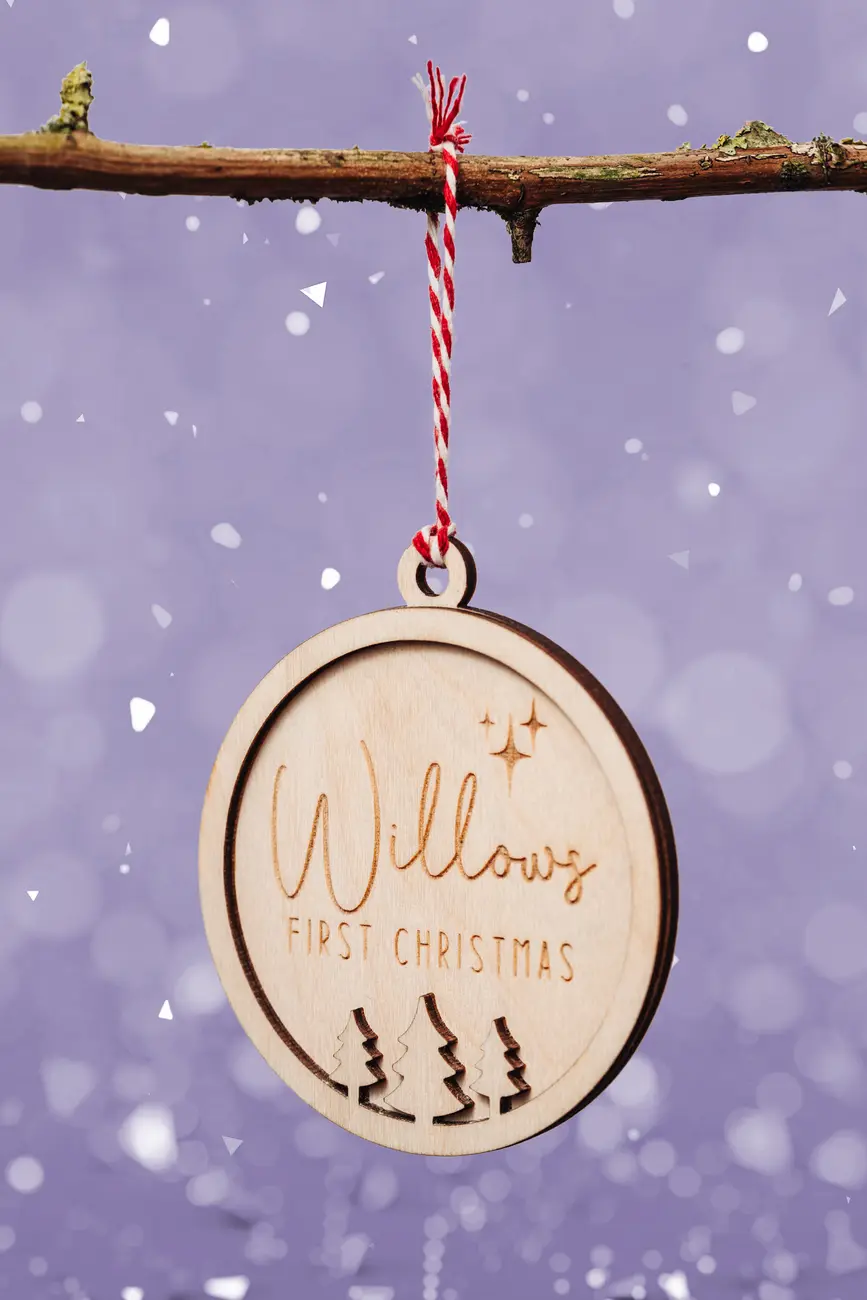 Child's First Christmas Bauble — personalised wooden Christmas bauble