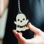 Personalised wooden ghost boo basket tag with child's name