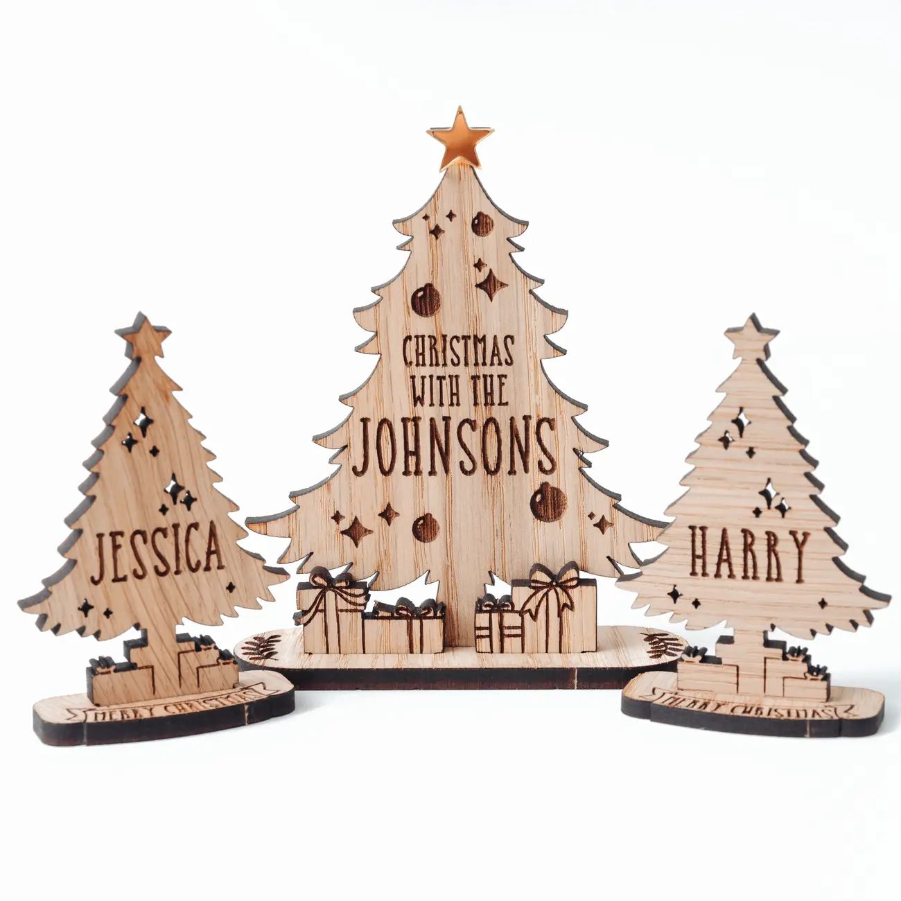 Personalised christmas tree place settings with guest names