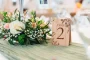 Freestanding Oak Table Numbers standing upright showing the design
