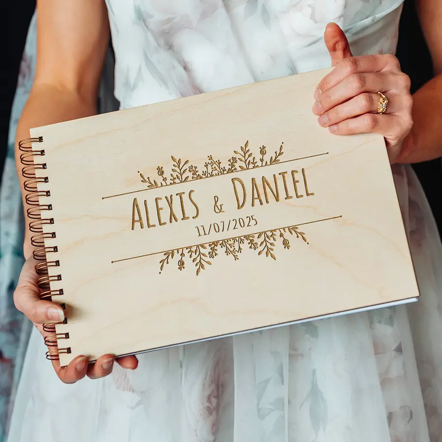 Wildflower Spiral-Bound Wedding Guest Book 1 Wildflower Spiral-Bound Wedding Guest Book — personalised wooden wedding guest book