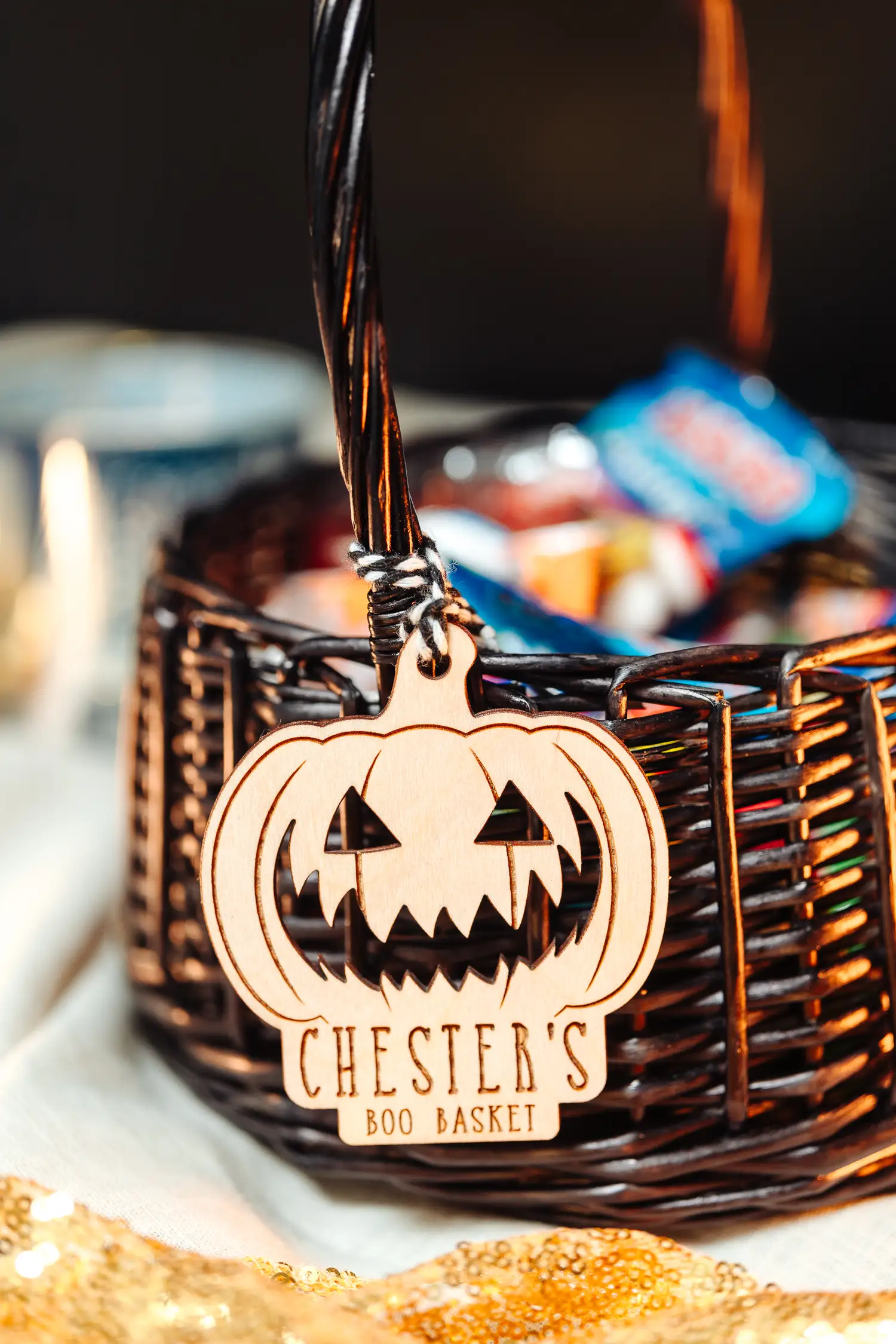 Pumpkin Boo Basket Tag with custom name detail