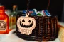 Personalised wooden pumpkin boo basket tag with child's name
