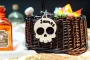Personalised wooden skull boo basket tag with child's name
