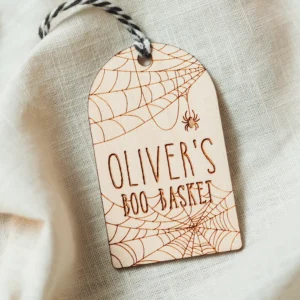 Spider's Web Boo Basket Tag — personalised Halloween boo basket tag