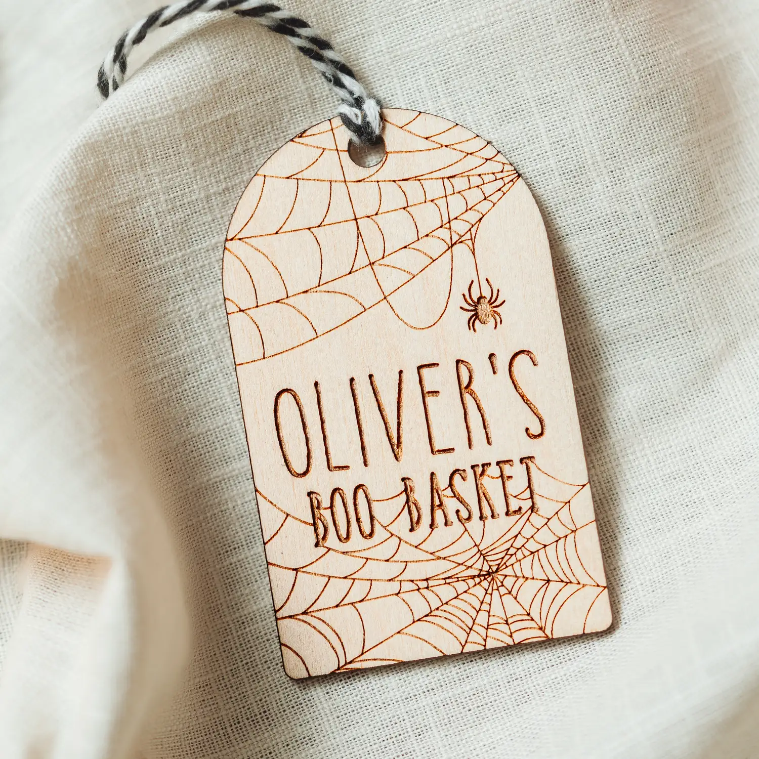 Spider's Web Boo Basket Tag — personalised Halloween boo basket tag