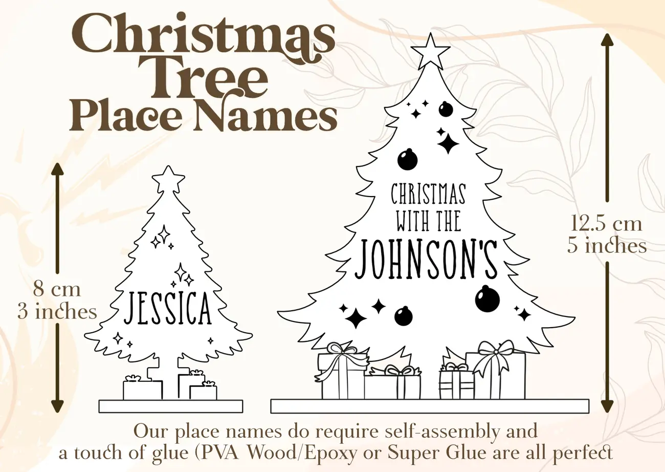 Christmas Tree Place Settings — personalised wooden Christmas place names