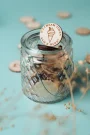 Close-up detail of personalised food tokens