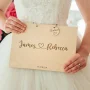 Love Heart Wedding Guest Book open with handwritten guest messages