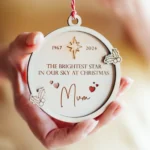 pet memorial personalised Christmas bauble hanging on a Christmas tree
