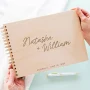 Modern Spiral-Bound Wedding Guest Book 2 Modern minimal personalised wooden wedding guest book with clean engraved design made in Norwich UK