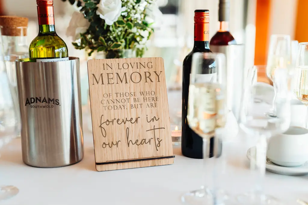 Personalised wooden in loving memory wedding sign handmade in the UK