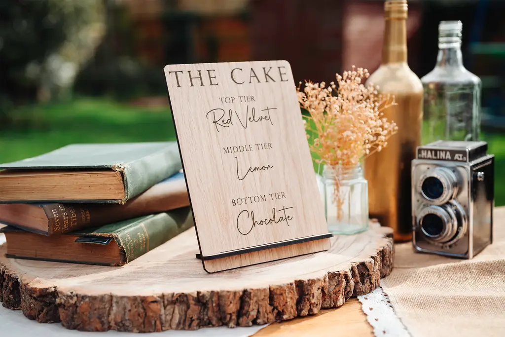 Let Them Eat Cake Wedding Sign — personalised oak wedding sign