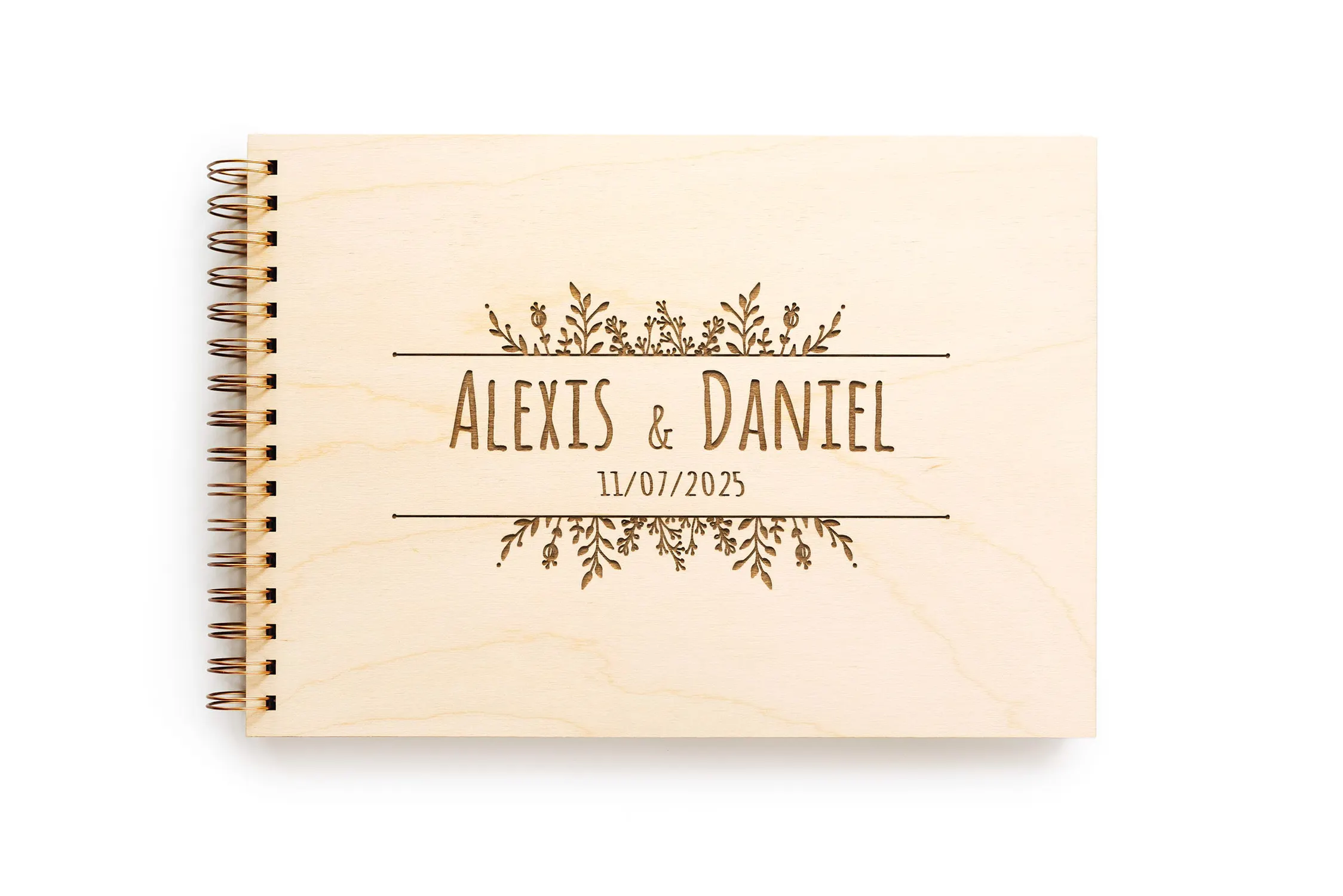 Spiral-Guestbooks-48.webp Wildflower Spiral-Bound Wedding Guest Book shown in A5 and A4 size options