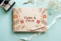 autumn boho wedding guest book open showing thick 160gsm white pages for guest messages
