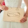 Colour UV-printed wooden wedding guest book with bold floral design personalised with names and date