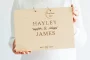 Personalised contemporary minimal wedding guest book with couple's names and date