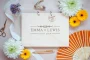 Close-up of the modern alternative wedding guest book engraved cover detail